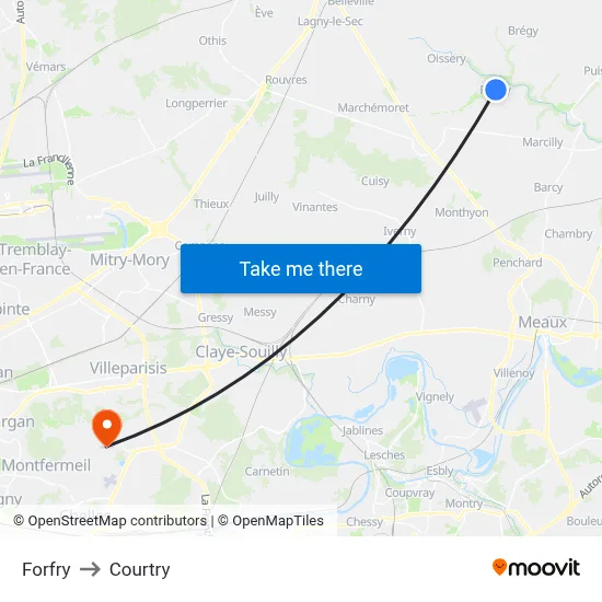 Forfry to Courtry map