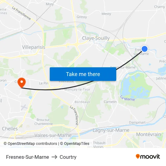 Fresnes-Sur-Marne to Courtry map
