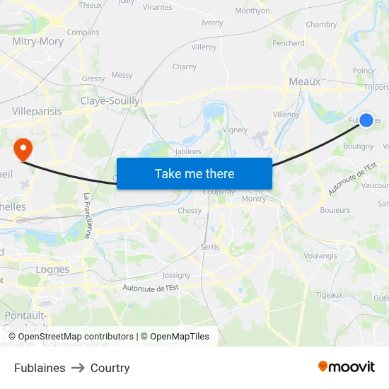 Fublaines to Courtry map