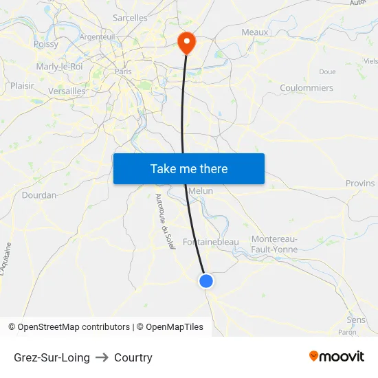 Grez-Sur-Loing to Courtry map