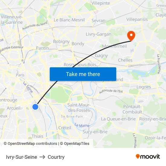 Ivry-Sur-Seine to Courtry map