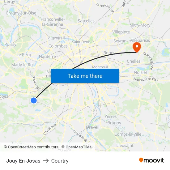 Jouy-En-Josas to Courtry map