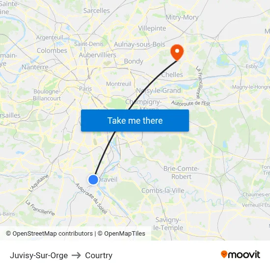 Juvisy-Sur-Orge to Courtry map
