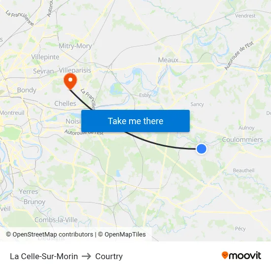 La Celle-Sur-Morin to Courtry map