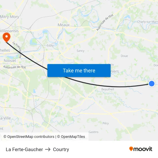 La Ferte-Gaucher to Courtry map