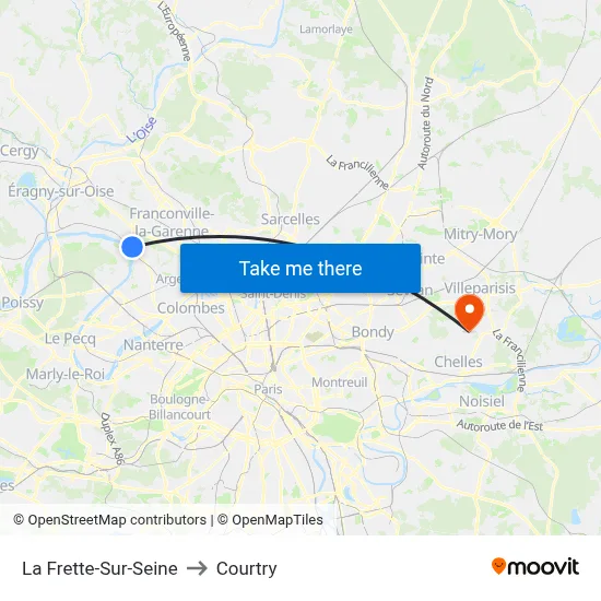 La Frette-Sur-Seine to Courtry map