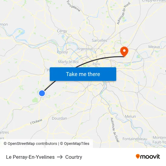 Le Perray-En-Yvelines to Courtry map