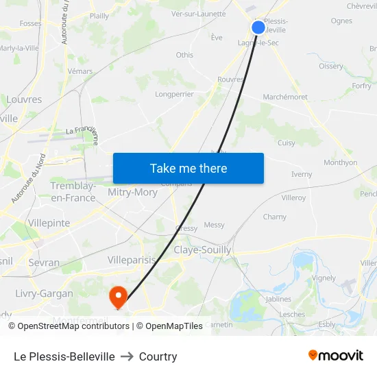 Le Plessis-Belleville to Courtry map