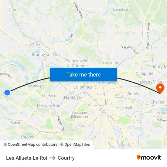 Les Alluets-Le-Roi to Courtry map