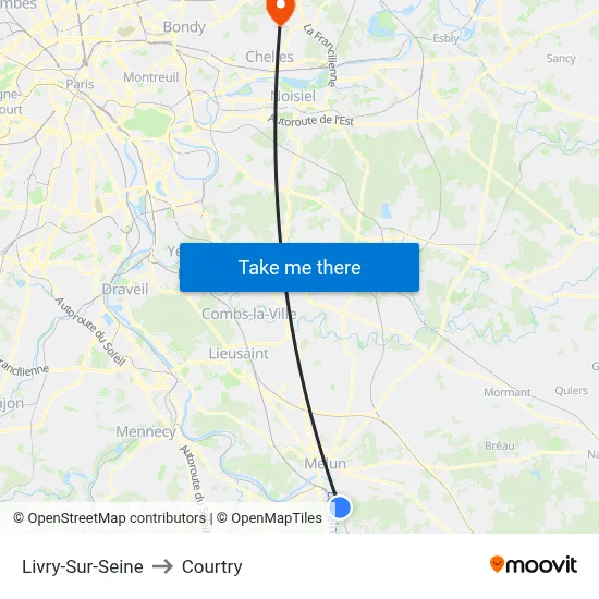 Livry-Sur-Seine to Courtry map