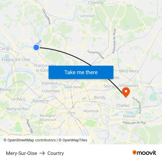 Mery-Sur-Oise to Courtry map