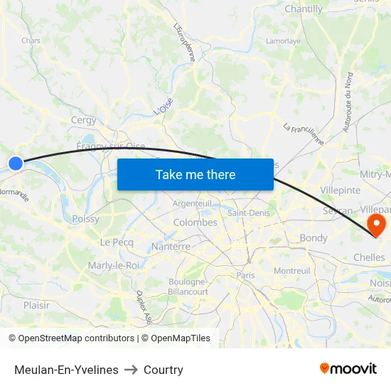 Meulan-En-Yvelines to Courtry map
