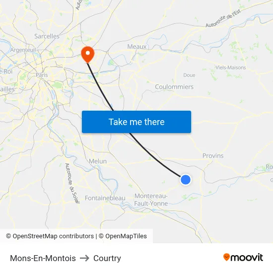 Mons-En-Montois to Courtry map