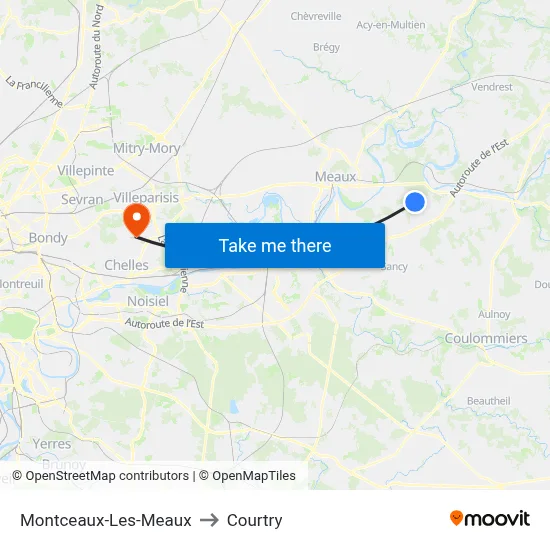 Montceaux-Les-Meaux to Courtry map