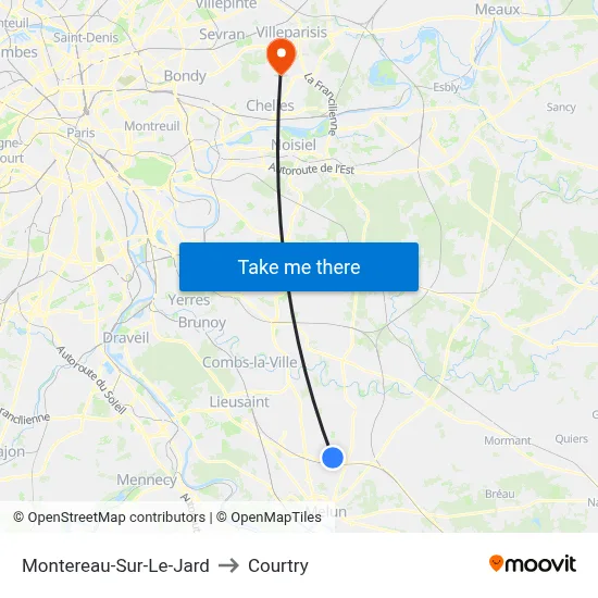 Montereau-Sur-Le-Jard to Courtry map