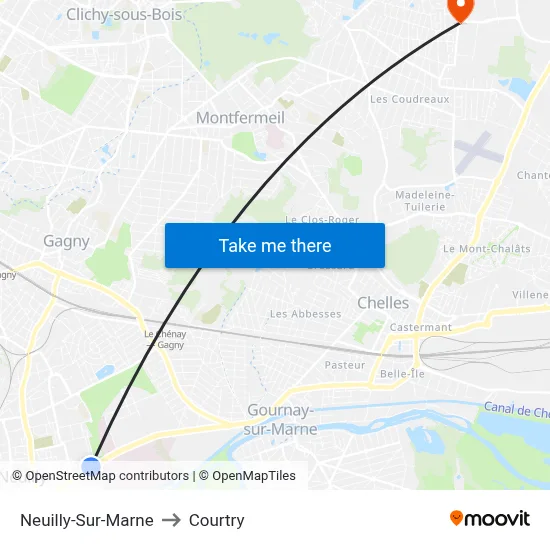 Neuilly-Sur-Marne to Courtry map
