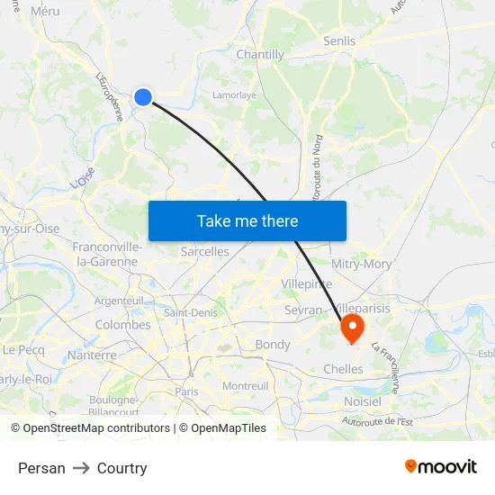 Persan to Courtry map