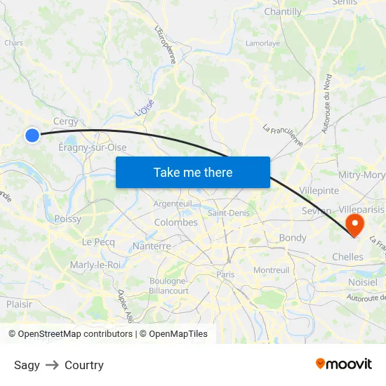 Sagy to Courtry map