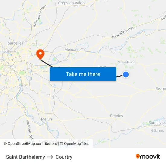 Saint-Barthelemy to Courtry map