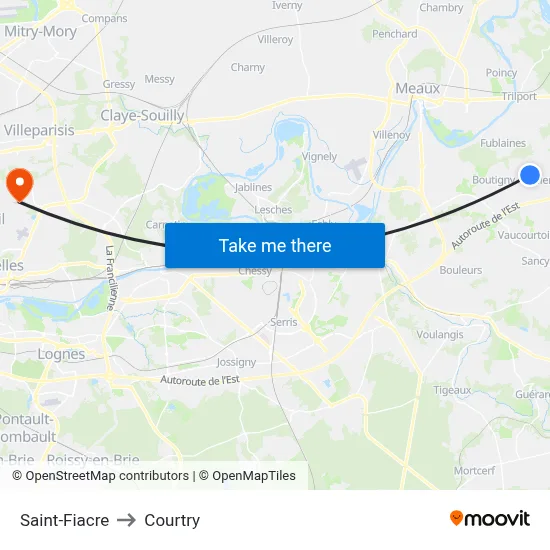 Saint-Fiacre to Courtry map