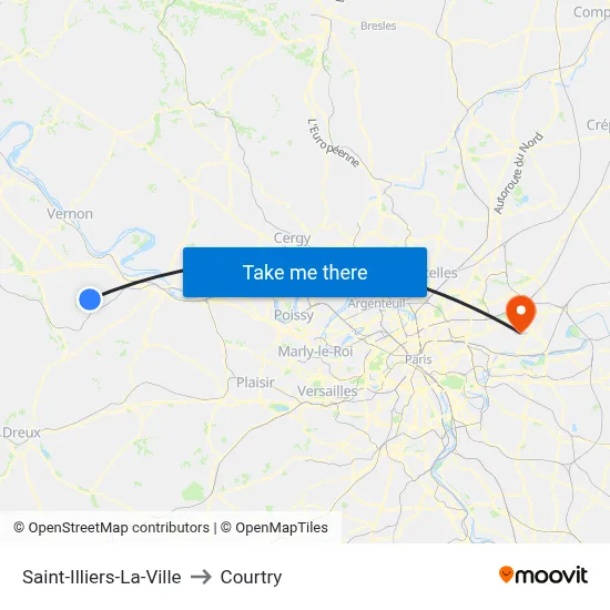 Saint-Illiers-La-Ville to Courtry map