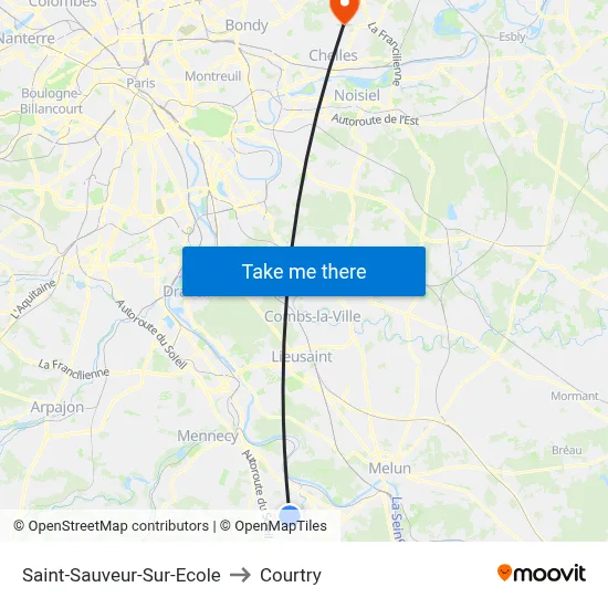 Saint-Sauveur-Sur-Ecole to Courtry map
