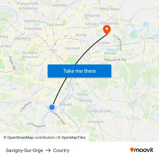 Savigny-Sur-Orge to Courtry map