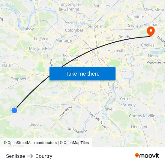 Senlisse to Courtry map