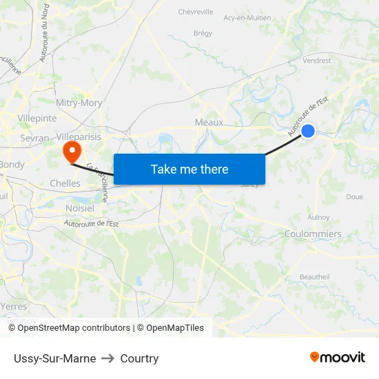 Ussy-Sur-Marne to Courtry map
