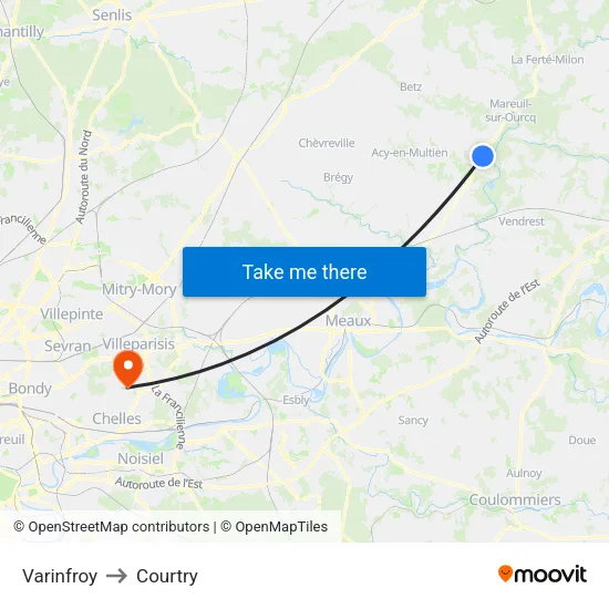 Varinfroy to Courtry map