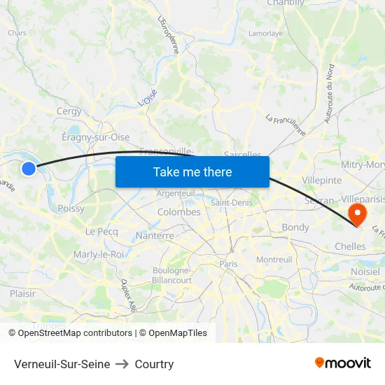 Verneuil-Sur-Seine to Courtry map