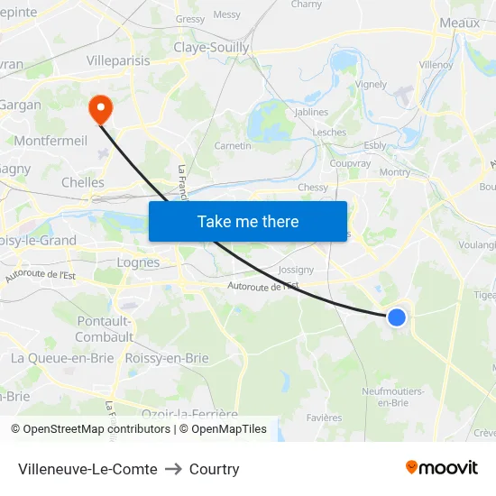 Villeneuve-Le-Comte to Courtry map