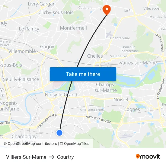 Villiers-Sur-Marne to Courtry map