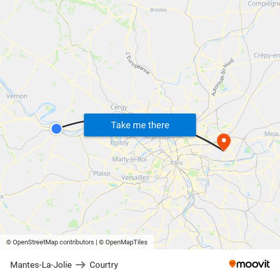 Mantes-La-Jolie to Courtry map