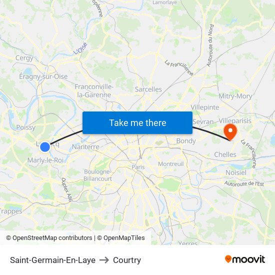 Saint-Germain-En-Laye to Courtry map