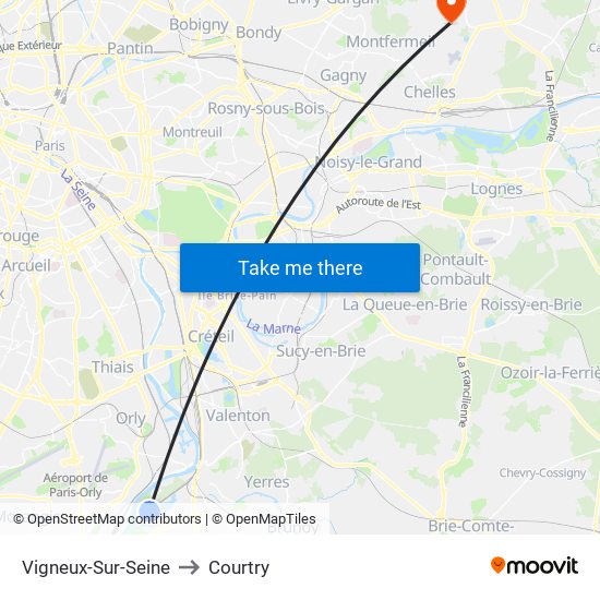 Vigneux-Sur-Seine to Courtry map