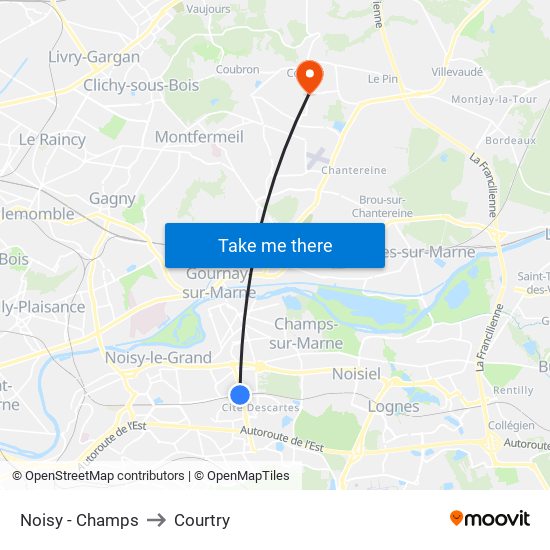 Noisy - Champs to Courtry map