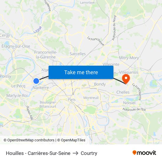 Houilles - Carrières-Sur-Seine to Courtry map