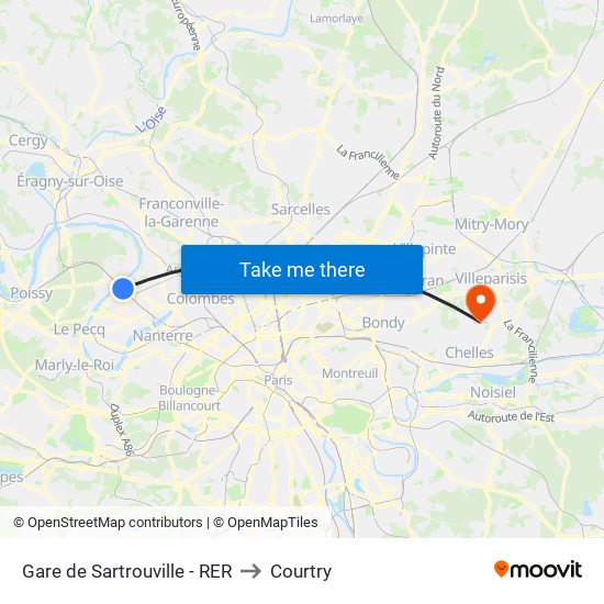 Gare de Sartrouville - RER to Courtry map