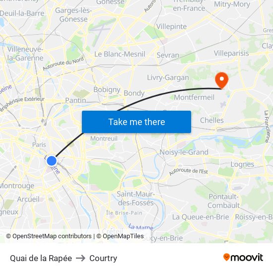 Quai de la Rapée to Courtry map