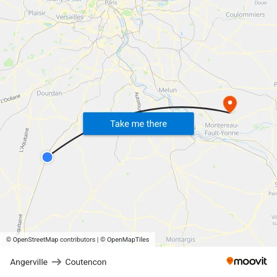 Angerville to Coutencon map