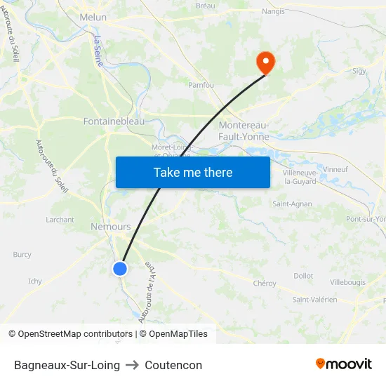 Bagneaux-Sur-Loing to Coutencon map