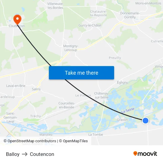 Balloy to Coutencon map