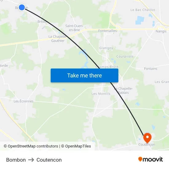 Bombon to Coutencon map