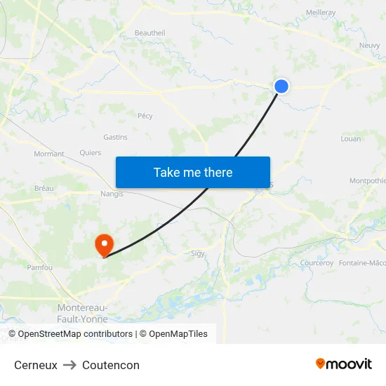 Cerneux to Coutencon map