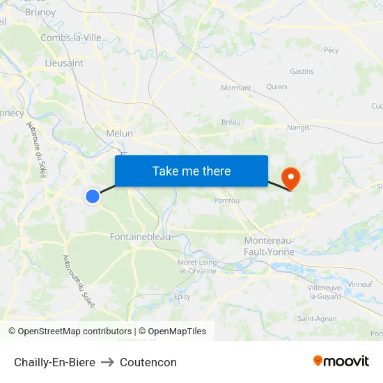 Chailly-En-Biere to Coutencon map