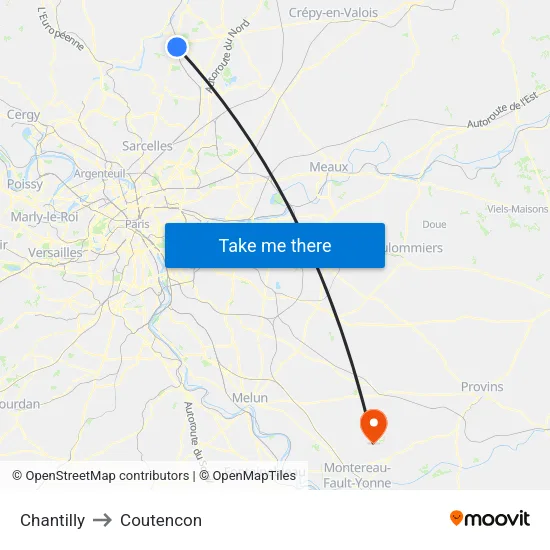 Chantilly to Coutencon map