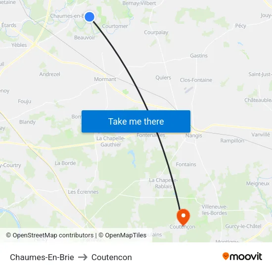 Chaumes-En-Brie to Coutencon map