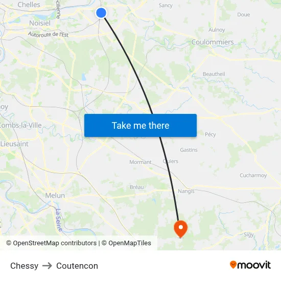 Chessy to Coutencon map