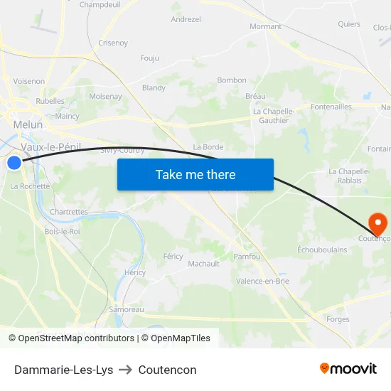 Dammarie-Les-Lys to Coutencon map